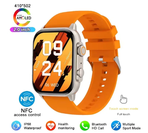 Hk9 pro  4g Sim Watch– Golden Edition – Dual Straps Big 2.2 Infinite Display Smart Watch
